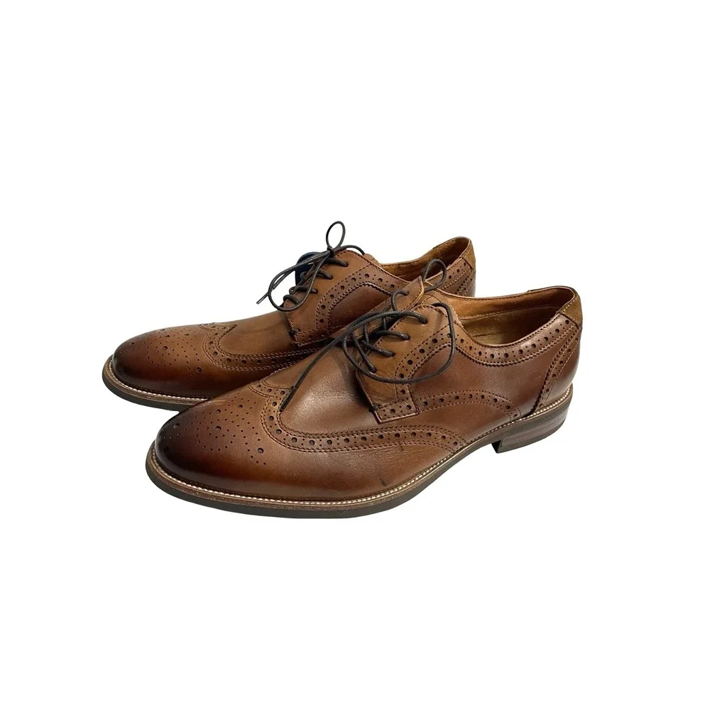 NEW Florsheim Midtown Wingtip Oxford leather shoes Size 8 Cognac brown